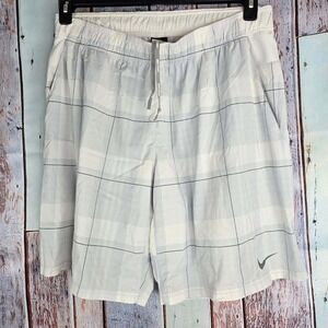 Nike Tennis Dri-FIT Training Shorts Men XXL Gray White Plaid Athletic Pockets 10
